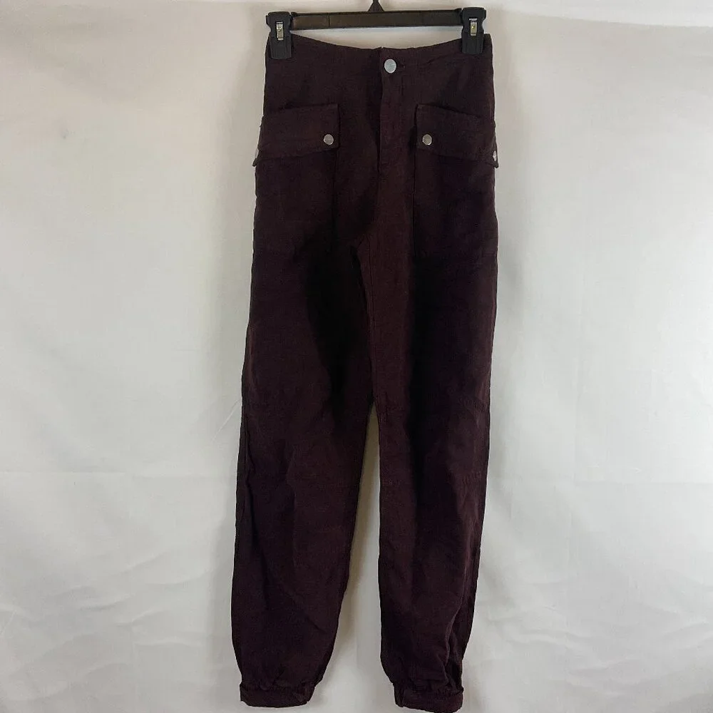 AllSaints Val Trouser Jogger Cargo Pants US 0 Reddish-Brown Snap Pockets